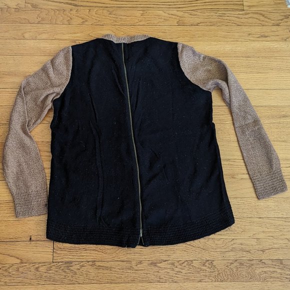 Madewell Colorblock Sweater with Zip-back Tan and Black Size L - Picture 15 of 15